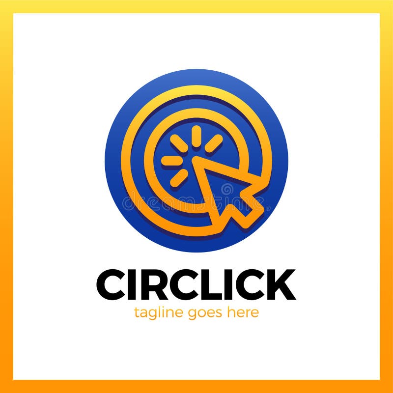 Circle Arrow Click Icon. Line Mouse cursor Logotype vector illustration
