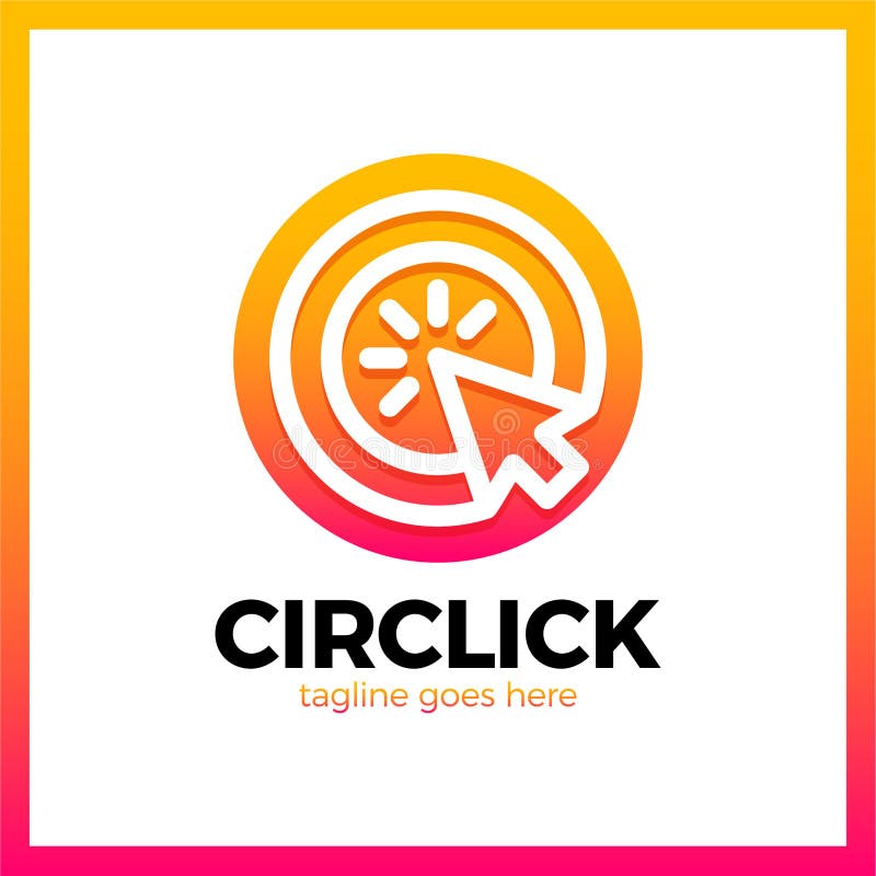 Circle Arrow Click Icon. Line Mouse cursor Logotype royalty free illustration