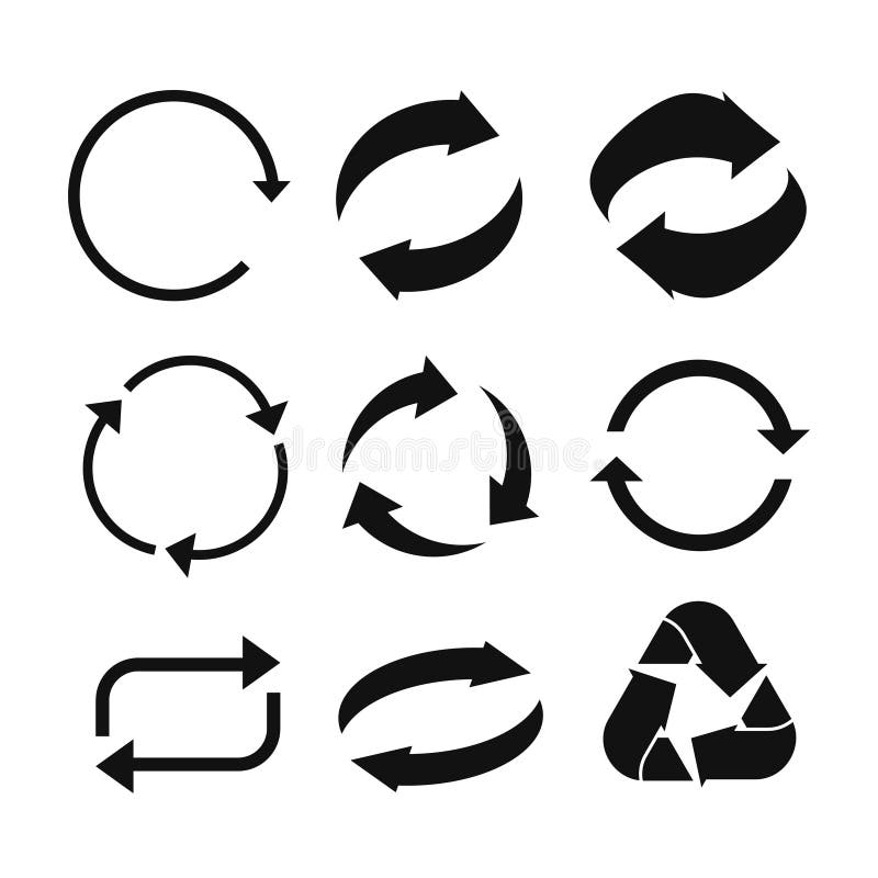 Circle arrow icon. Refresh and reload arrow icon. Rotation vector arrows set. Vector illustartion stock illustration