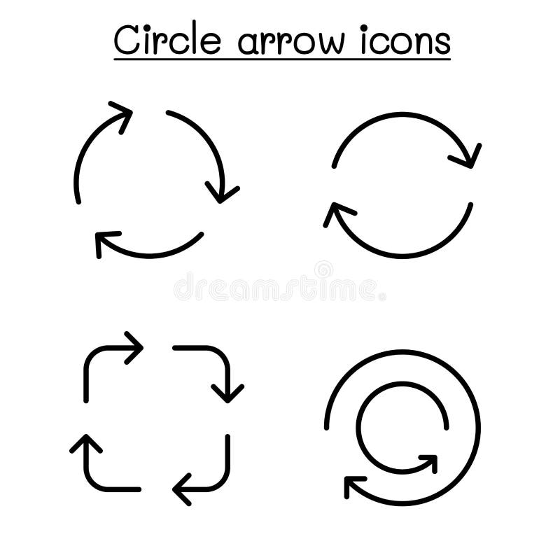 Circle arrow, loop, rotation, process, refresh, recycle icon set vector illustration graphic design stock illustration