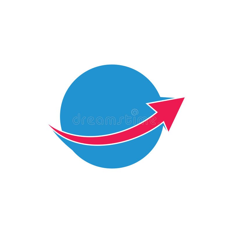 Circle arrow planet simple geometric logo vector stock illustration