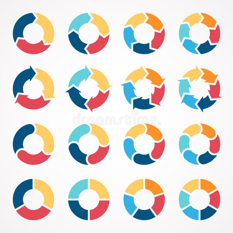 Circle arrows infographic diagram 3, 4, 5, 6 royalty free illustration