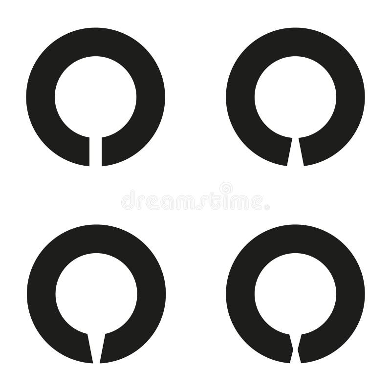 Circle cut shapes. Geometric circular design. Round vector elements. Abstract black rings. royalty free illustration