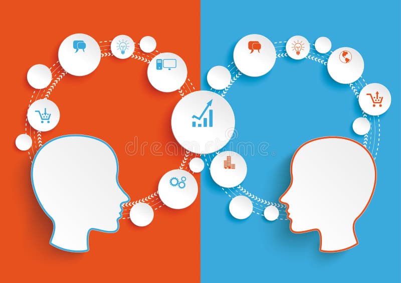 Circle Cycle 2 Heads Blue Orange Infographic