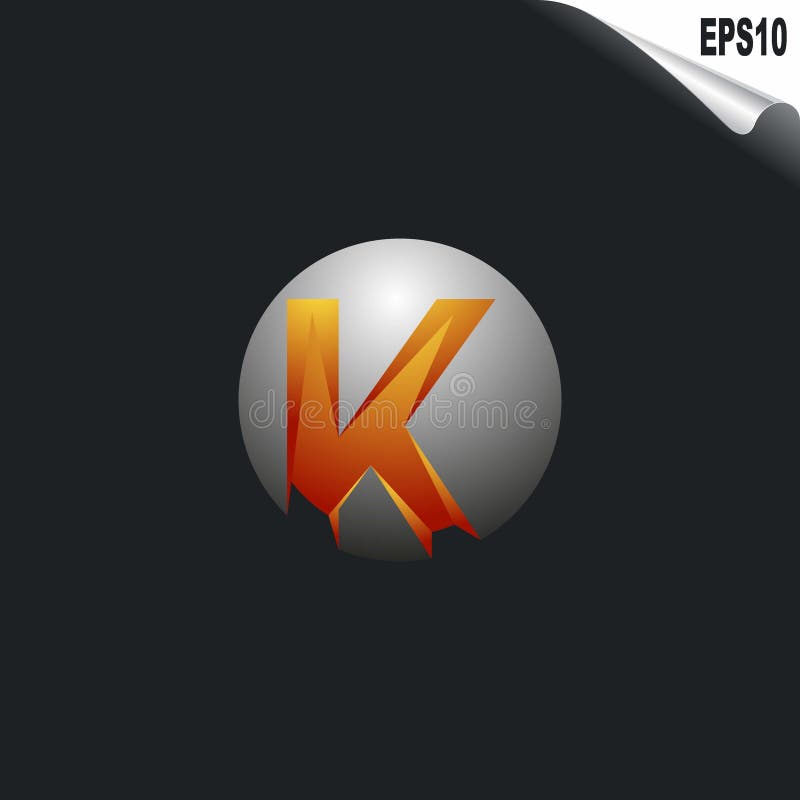 Circle 3D K Initial Logo Letter. Stylish Monogram Logo, Modern Elegant Logo stock illustration