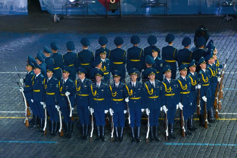 MOSCOW - SEPTEMBER 9: Honor Guard Armed Forces of the Republic of Belarus at the Military Music Festival Spasskaya Tower on September 9, 2013 in Moscow, Russia. MOSCOW - SEPTEMBER 9: Honor Guard Armed Forces of the Republic of Belarus at the Military Music Festival Spasskaya Tower on September 9, 2013 in Moscow, Russia.