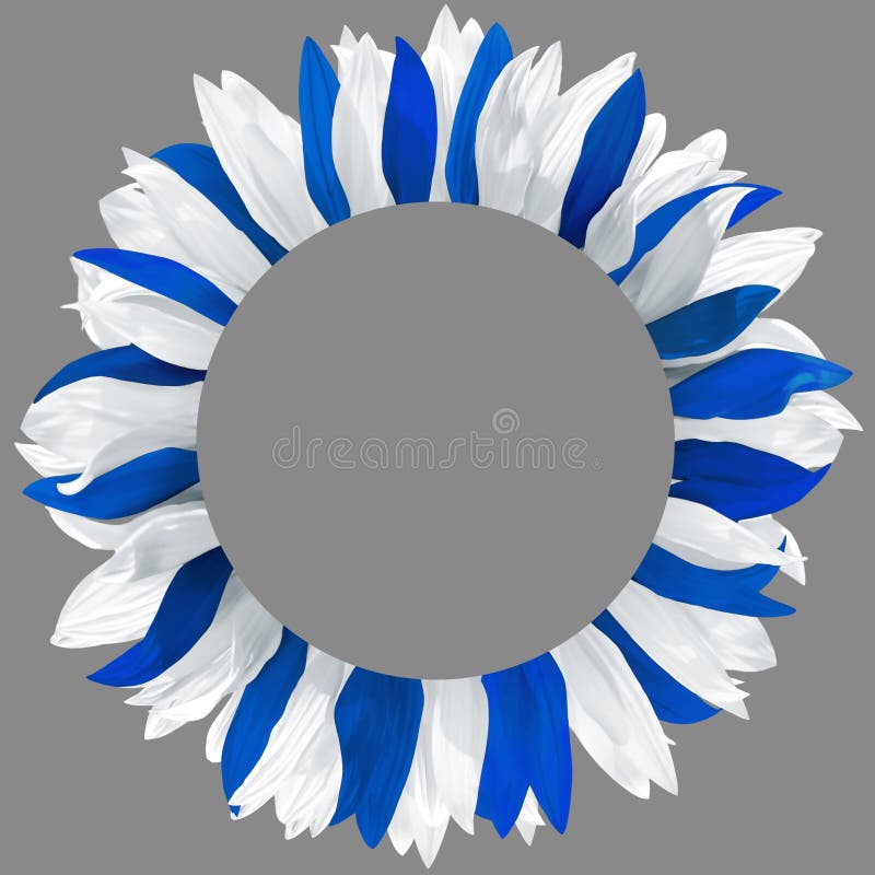 Wreath made of white, and blue petals