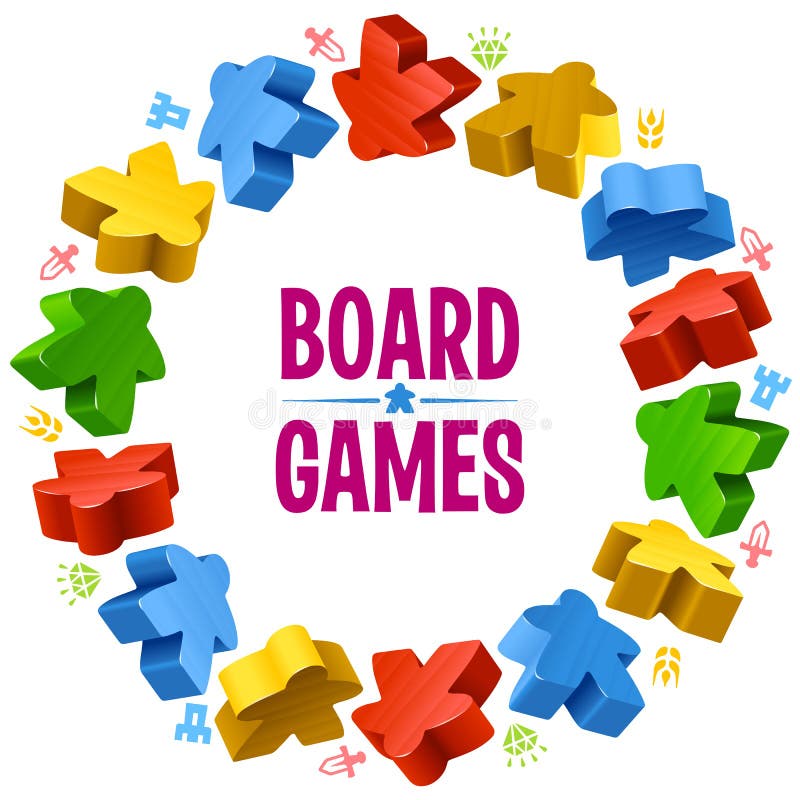 3d board game meeple set Stock Vector