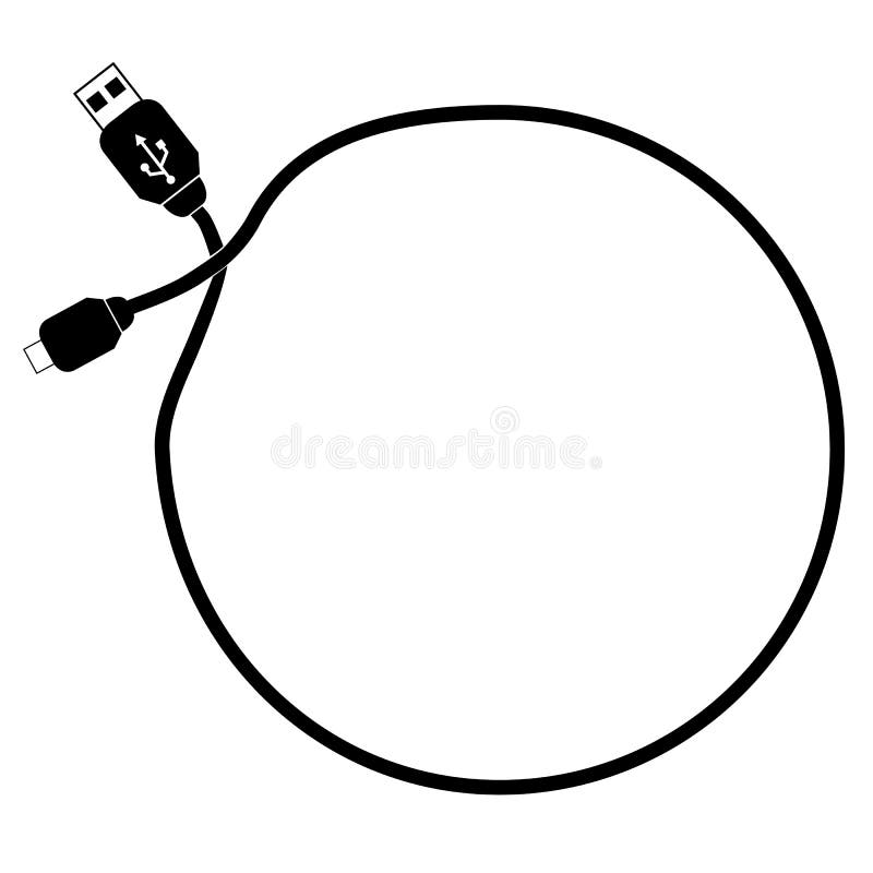 Circle Frame - USB Cable at at white background vector illustration