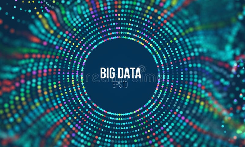 Circle grid wave. Abstract bigdata science background. Big data innovation technology stock illustration