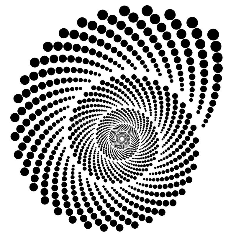 Circle halftone element, circular half-tone pattern. Spiral, vortex, swirl shape. royalty free illustration