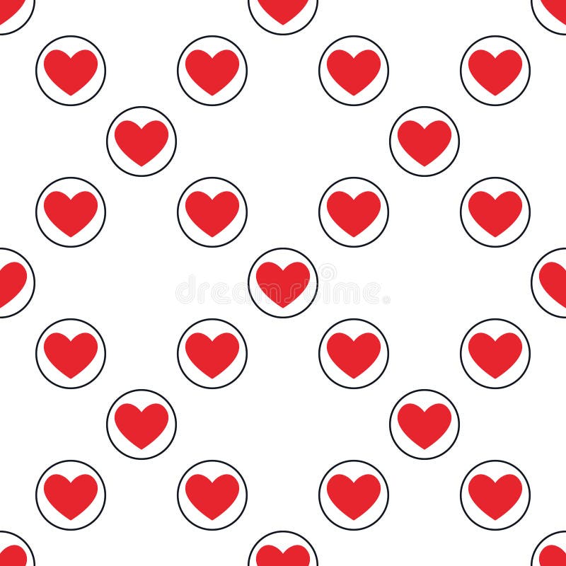 Circle with Hearts Playing Card Suit vector solid seamless pattern royalty free illustration