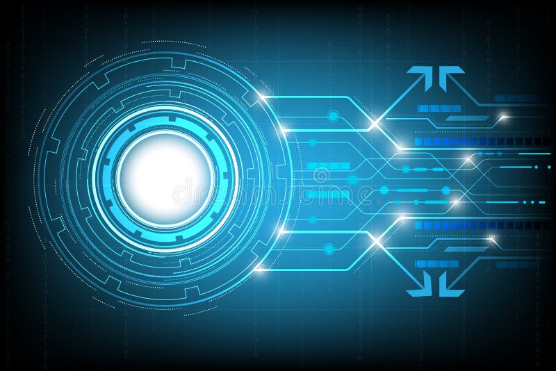 Circle hi-tech abstract background vector,digital business with various technological elements. stock illustration