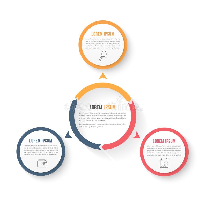 Circle Infographic Template with Three Elements stock illustration