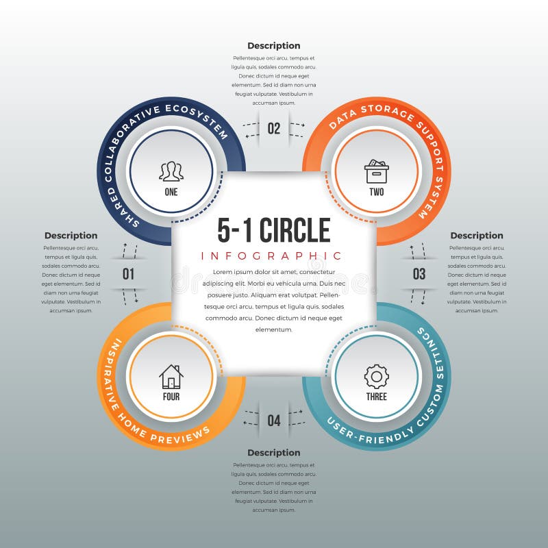 Square For Infographics. Minimalistic Chart, Diagram With 4 Steps, Parts.  Vector Design Template. Royalty Free SVG, Cliparts, Vectors, and Stock  Illustration. Image 58718167.