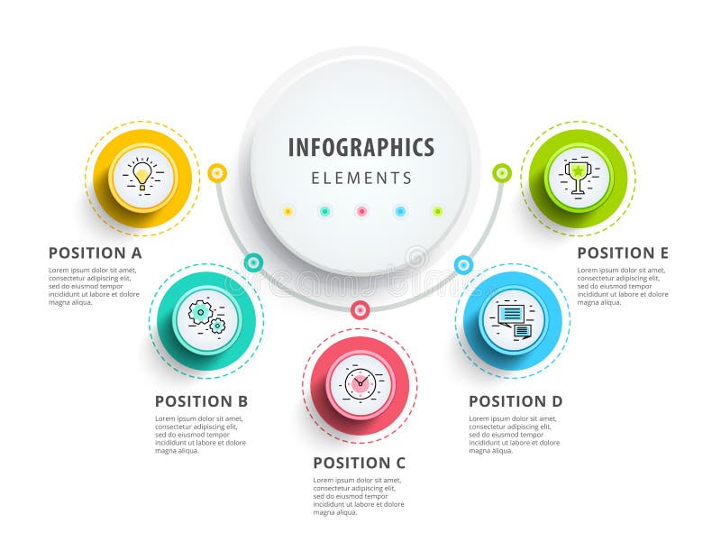 Circle infographics elements design. Abstract business workflow stock illustration