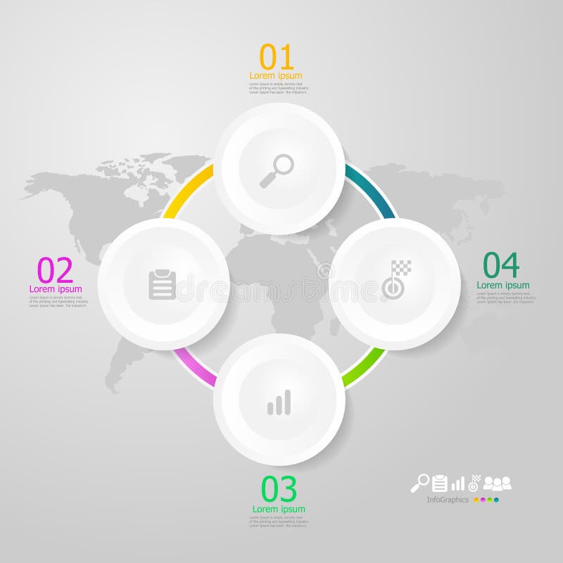 Illustration of circle infographics elements layout 4 steps for business presentation vector background