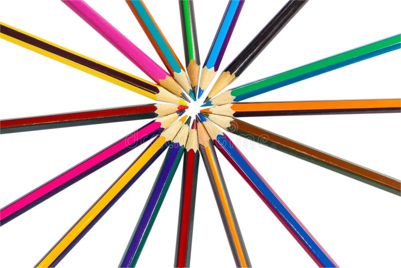 The Circle is Lined with Colored Pencils Like Rays of the Sun Stock ...
