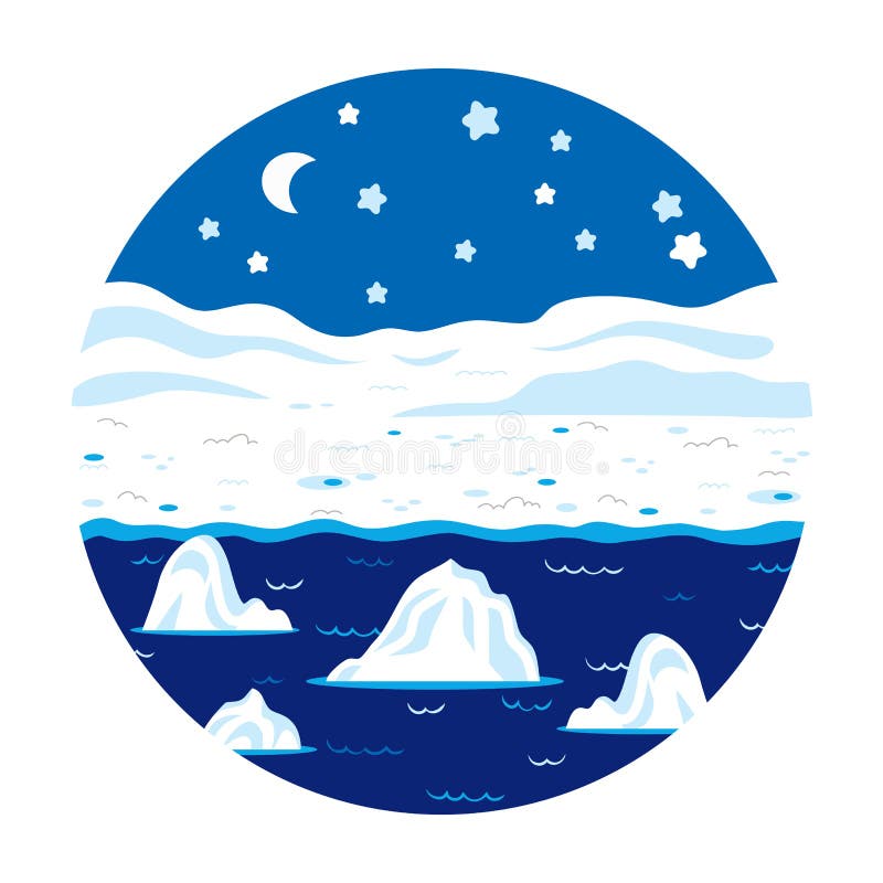 Circle locations, little landscape (winter polar night) stock illustration Circle locations, little landscape (winter polar night) stock illustration