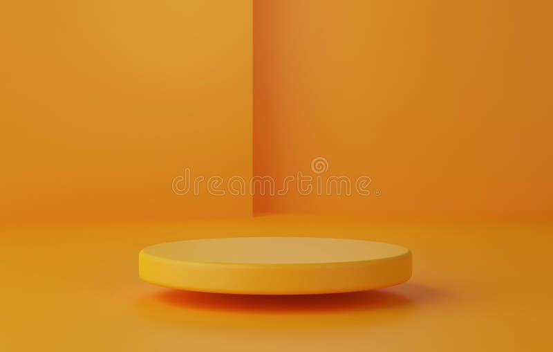 Circle orange podium base on abstract orange  background