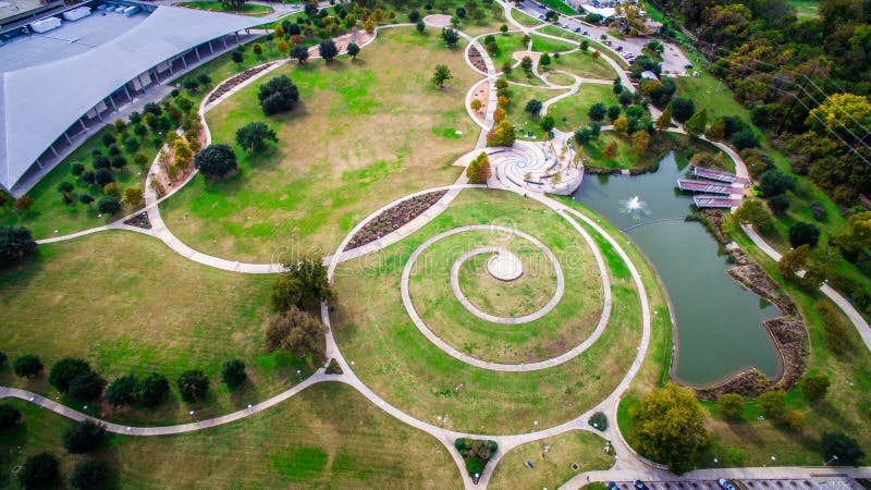 Circle Patterns Aerial View Austin looking down at Butler Park