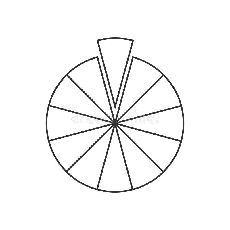 Circle Segmented into 11 Fractions. Pie or Pizza Shape Cut in Eleven