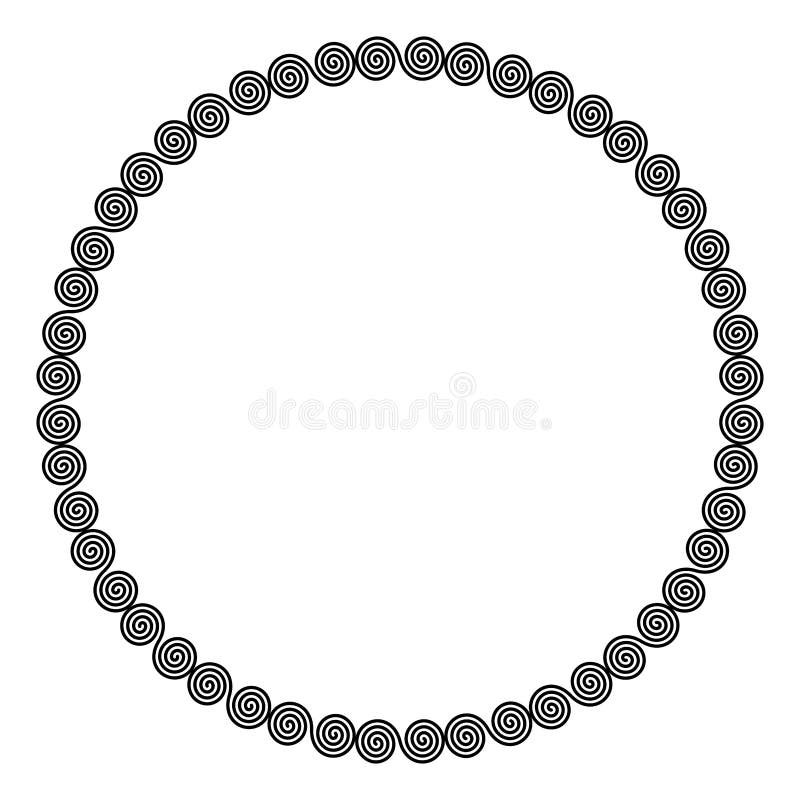 Circle shaped frame of linear double spirals stock illustration