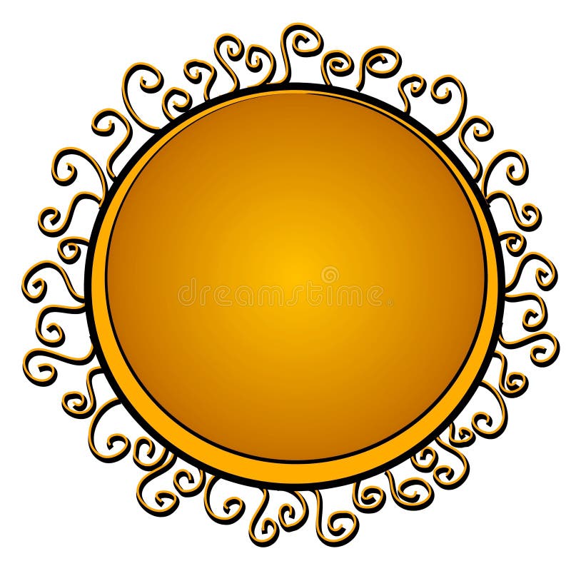 Circle Shaped Logo Gold Swirls stock illustration