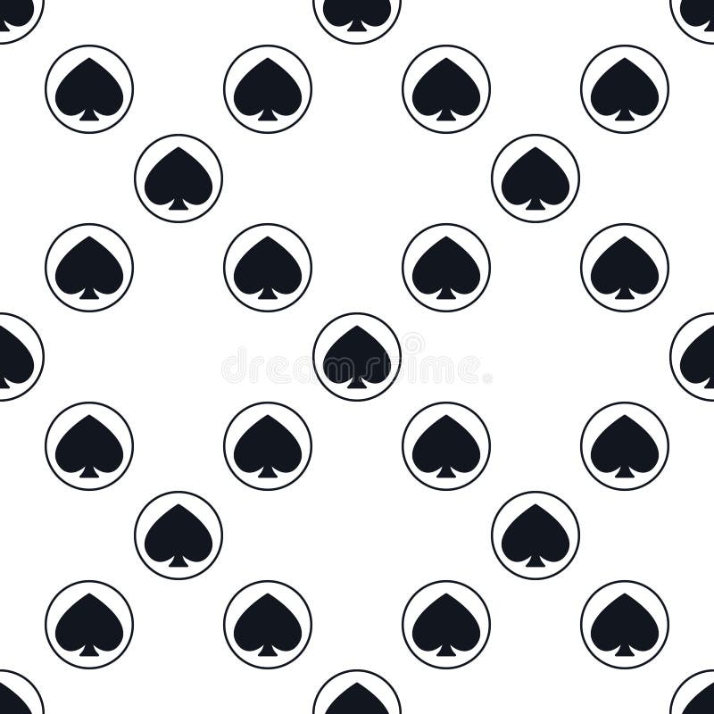 Circle with Spades Playing Card Suit vector solid seamless pattern royalty free illustration