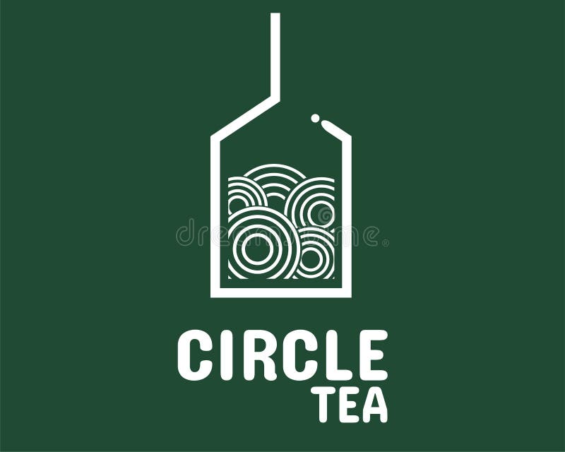 Circle Tea Bag Drink Beverage Green Logo Design Illustration Stock