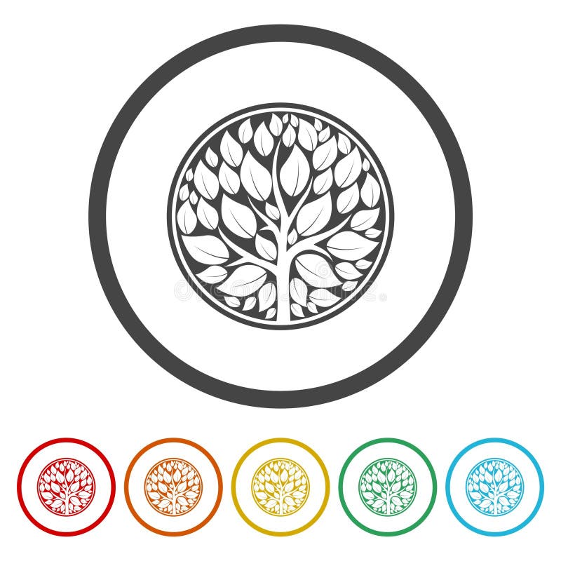 Circle tree logo icon. Set icons in color circle buttons vector illustration
