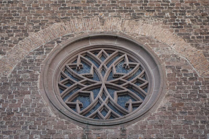 Circle window design of an ancient architecture royalty free stock image