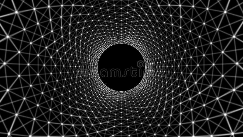 Circles spiral of architecture structure tunnel shape on black background, optical illusion. Abstract pattern design element. 3d vector illustration Circles spiral of architecture structure tunnel shape on black background, optical illusion. Abstract pattern design element. 3d vector illustration