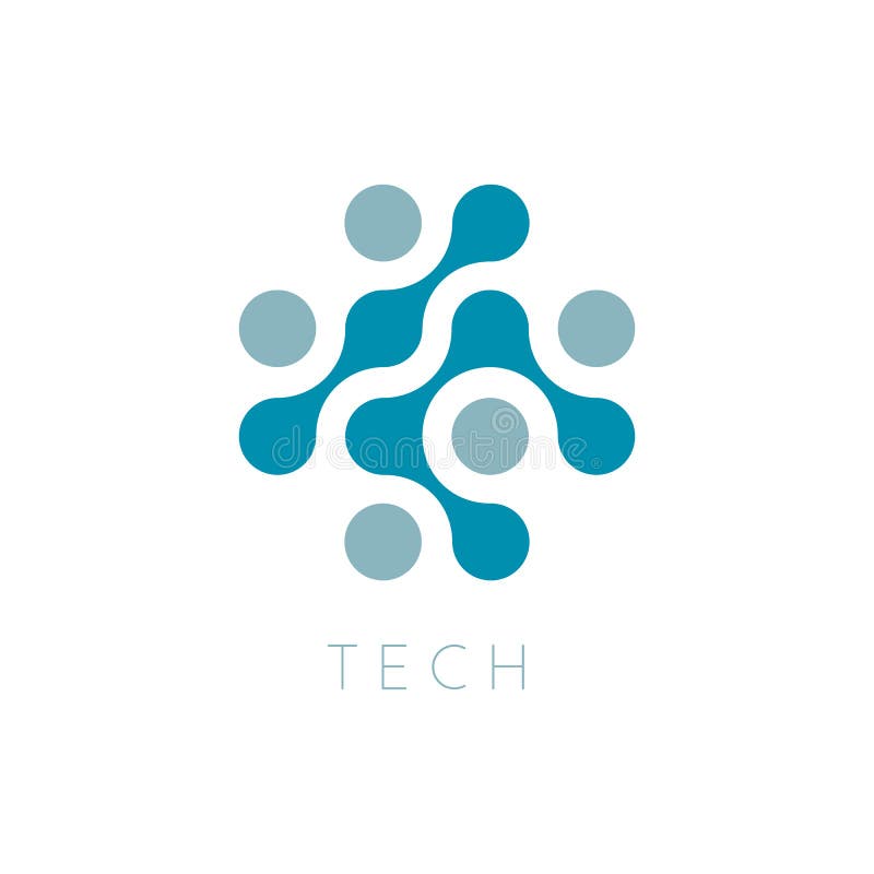 Circles Vector Icon. New Tech Logo Template. Cross Technology Logotype. Dots abstract symbol. Isolated vector royalty free illustration