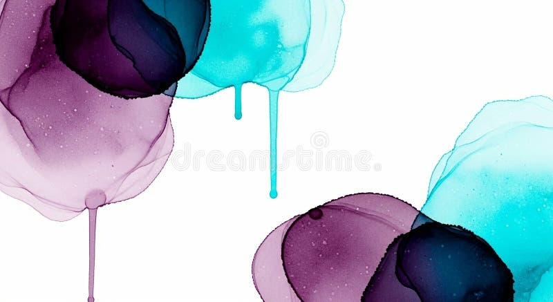Circoli d'inchiostro a alcool traslucidi con gocce. illustrazione vettoriale