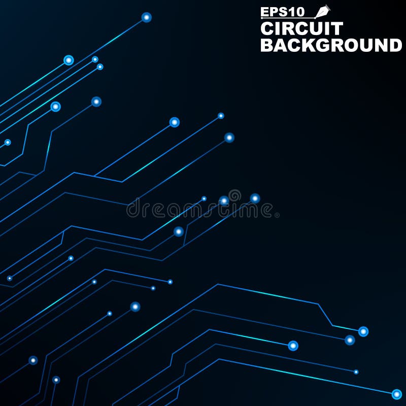 Circuit. Black abstract background of digital technology. New technologies in design. Computer network. Blue, glowing neon lines vector illustration