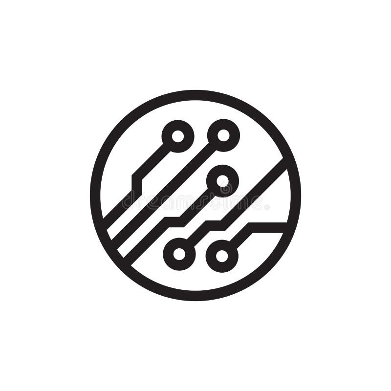 Circuit board black icon design. Ekectronic computer chip sign. Vector illustration. royalty free illustration