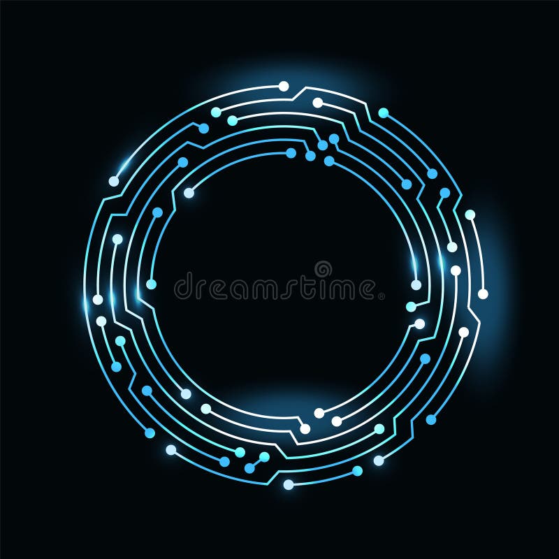 Circuit Board Circle Frame. Abstract Digital Round Frame, Hardware