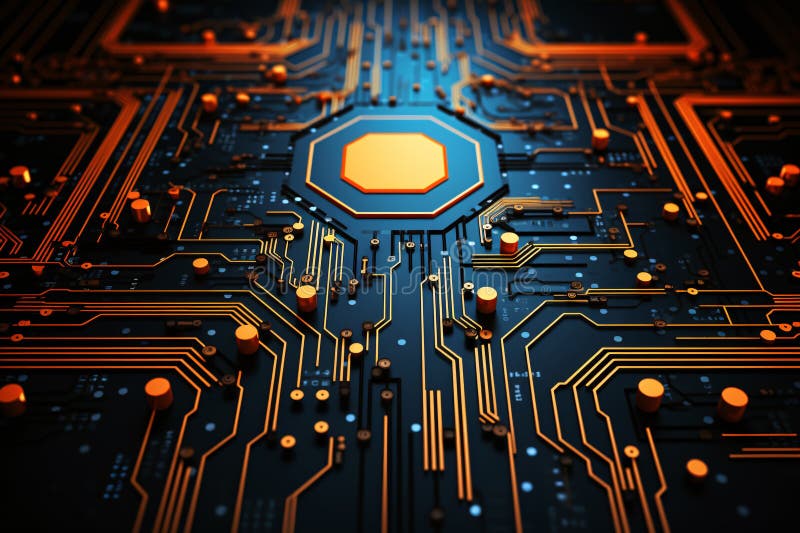 Circuit Board Close Up. Intricate Details of Electronic Components vector illustration