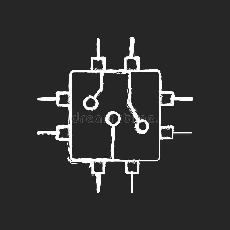 Circuit board design chalk white icon on black background vector illustration