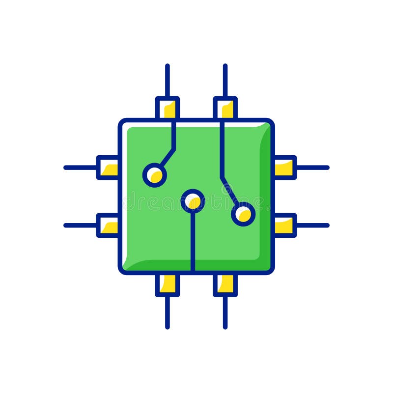 Circuit board design RGB color icon royalty free illustration