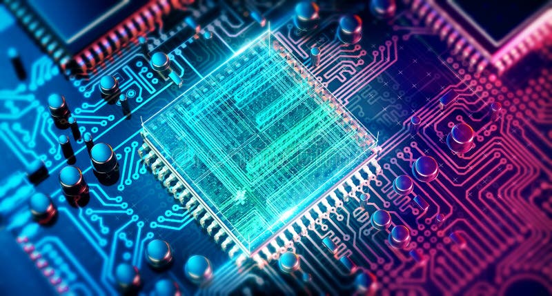 Circuit board. Electronic computer hardware technology. Motherboard digital chip. Tech science EDA background vector illustration