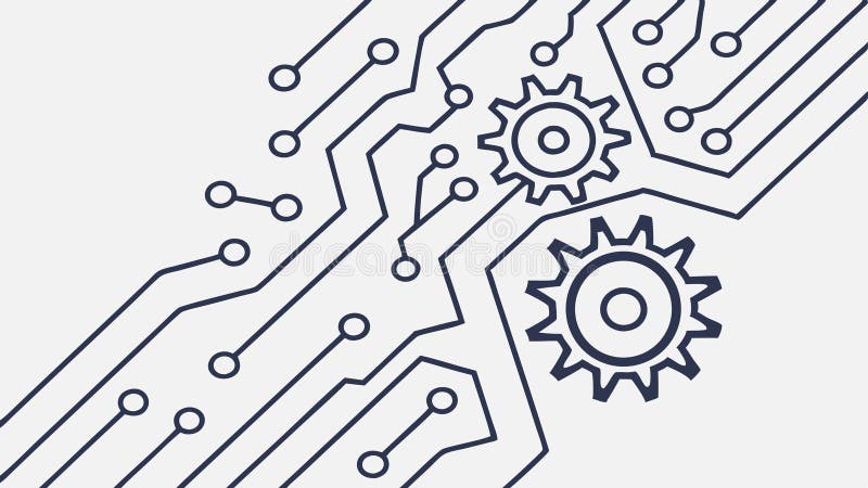 Circuit Board and Gears, Technology and Innovation Background, vector design Generative AI royalty free illustration