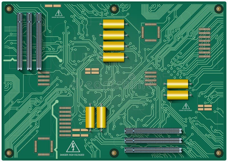 Circuit board on green background