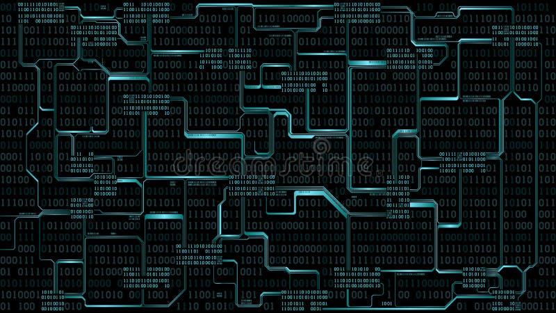 Abstract Futuristic Electronic Circuit Board With Binary ...