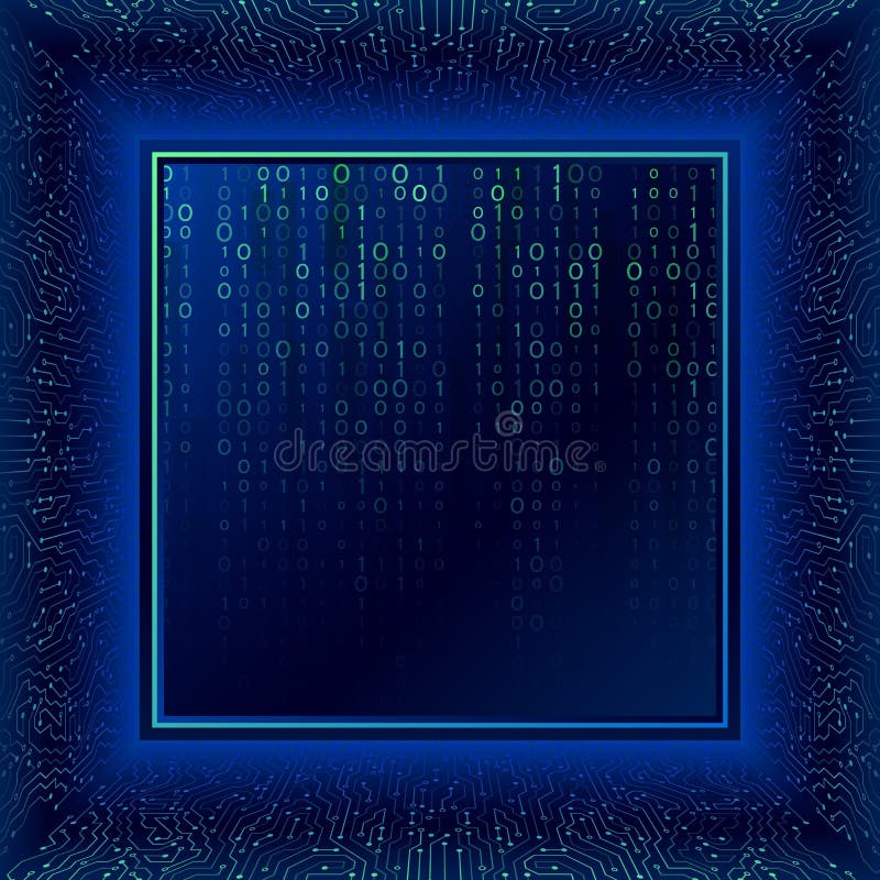 Circuit board in perspective. Binary code digital technology vector illustration Circuit board in perspective. Binary code digital technology vector illustration