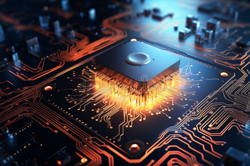 Circuit board with quantum chip processor on supercomputer with superior performance AI Generation AI generated