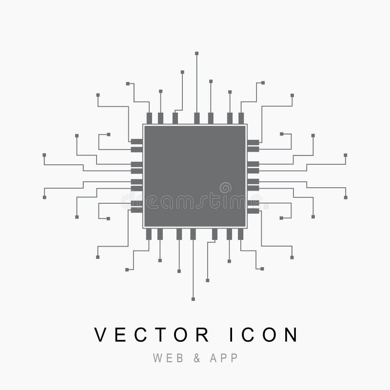 Circuit Chip icon. Processor line vector icon for websites and mobile flat design stock illustration
