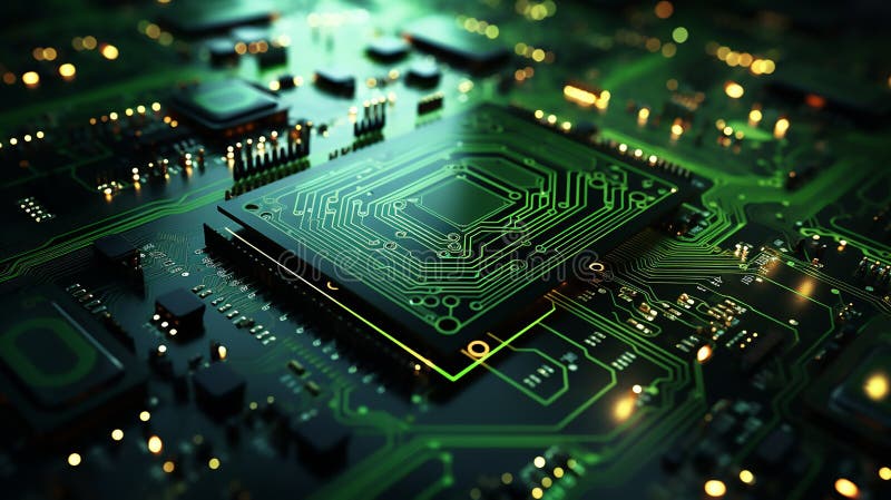 Circuit CPU PCB Illustration stock images
