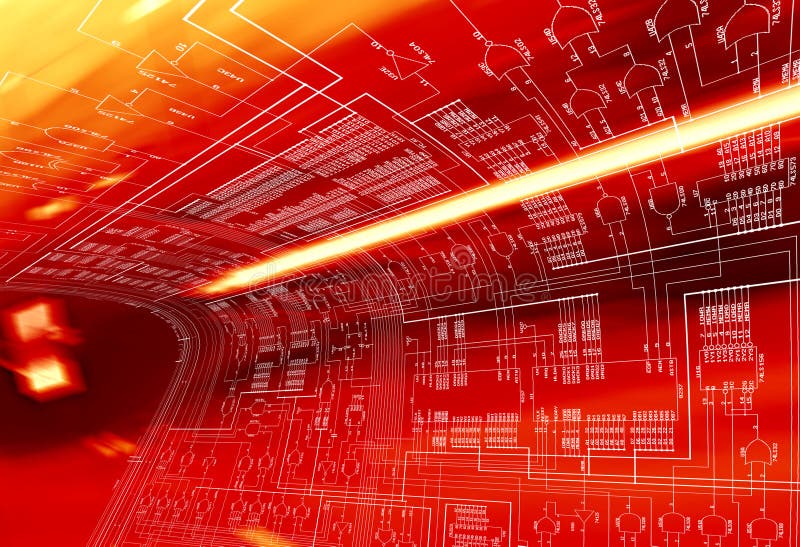 Red Electronic Circuit Diagram with Info. Red Electronic Circuit Diagram with Info